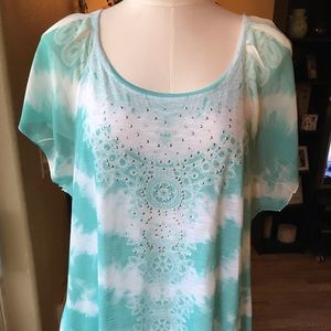 Beautiful aqua green blouse w/embellishments